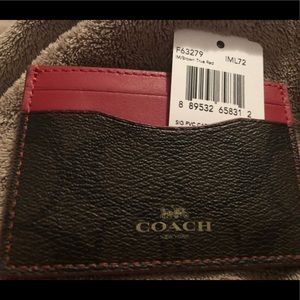 NWT leather Coach mini skinny ID holder